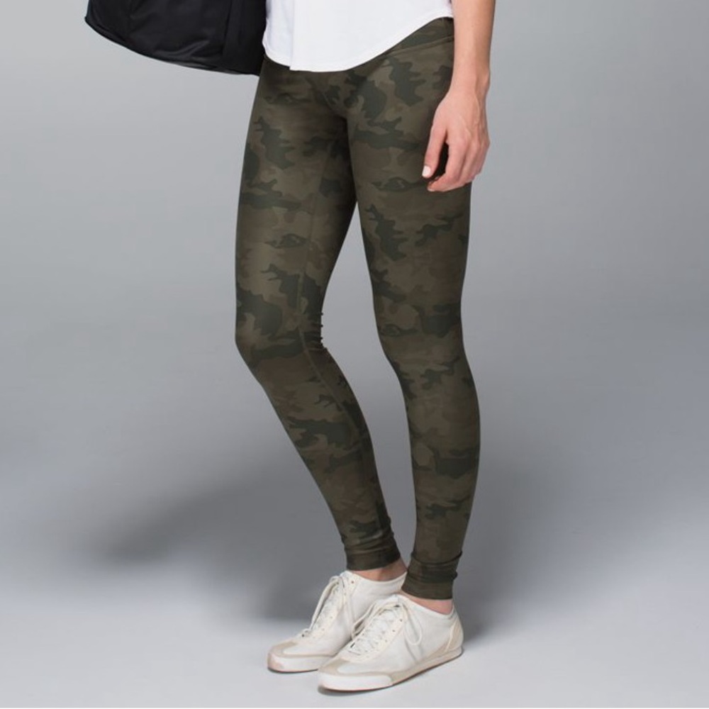 EUC Lululemon Wunder Under Pant *Full-On Luxtreme Leggings, Camo Green, Sz. 6